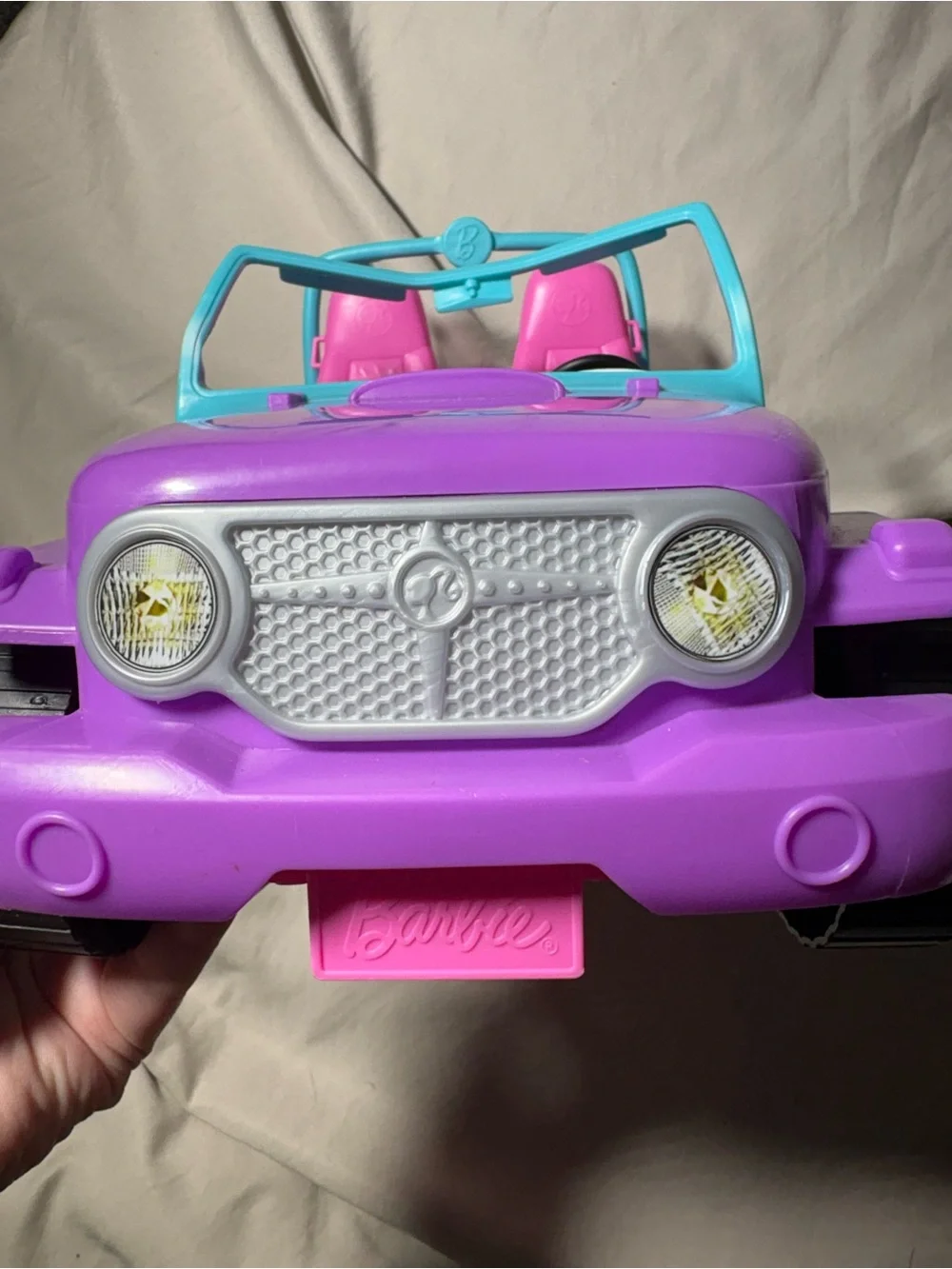 Kids Purple and Pink Toy Convertible Car with Teal Accents